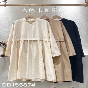 Loose-fitting design Minimalist Stylish Casual Solid color Tinted color bavlna a povlečení převyšující zakázku 15587 Shirt Dresses