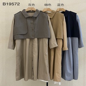 Loose-fitting design Minimalist Stylish Casual Solid color Tinted color bavlna a povlečení oversized custom 19572 Shirt Dresses + Waistcoat