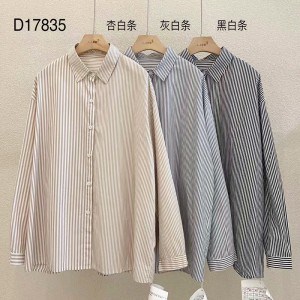 Loosefit-fitting design Minimalist Stylish Casual Solid Color Striped Checked oversized custom 17835 Vertical Striped Shirt
